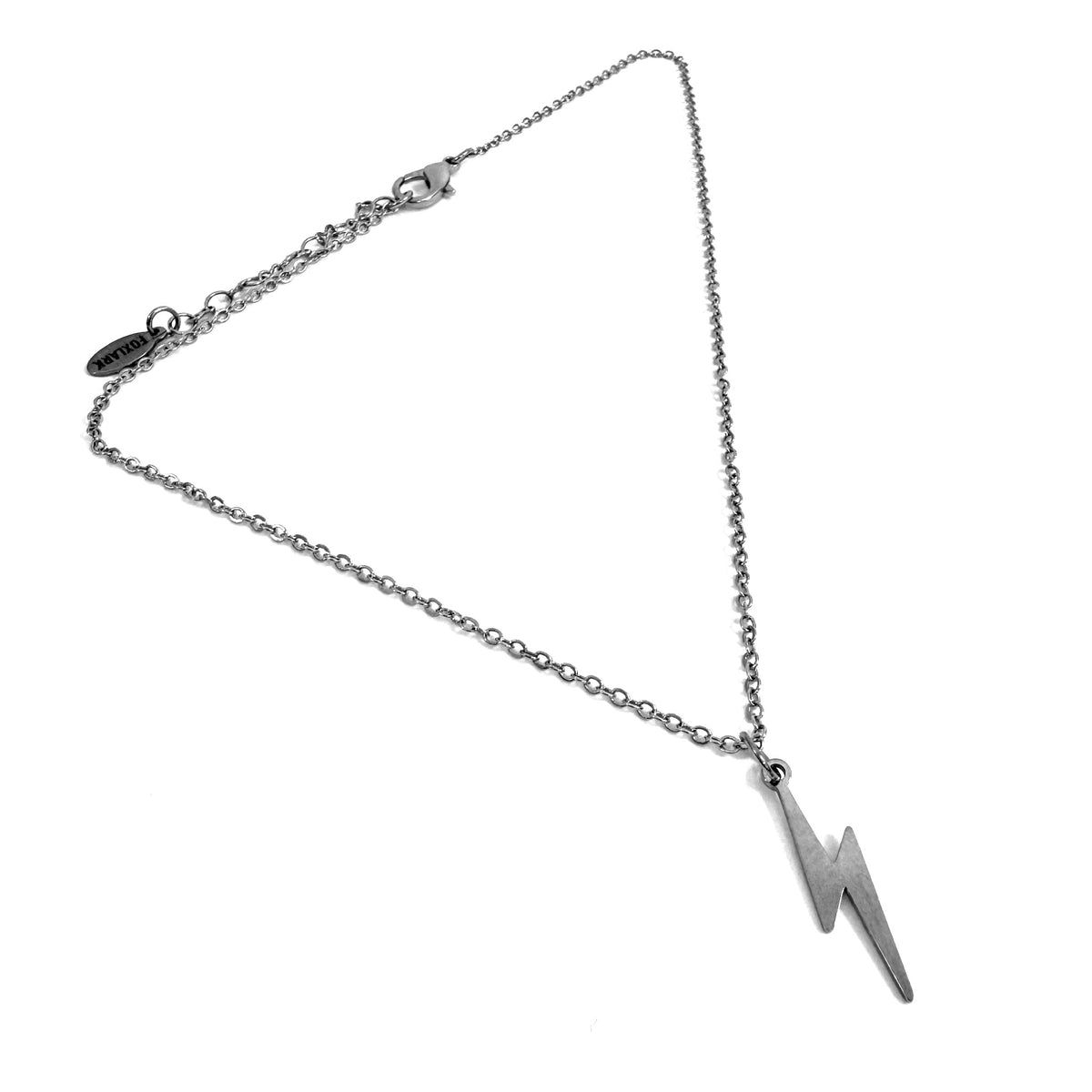 Lightning Bolt Charm stainless steel pendant necklace from the Lucky Charm Bar at Foxlark
