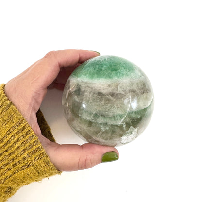 Large Green Fluorite Crystal Ball / FoxlarkCrystals