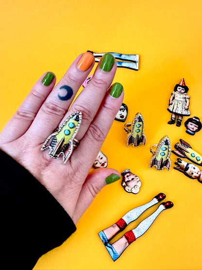Rocket Statement Ring – Fine Silver, Sizes 7.5, 8, 9.5 | The Weirdlings Collection