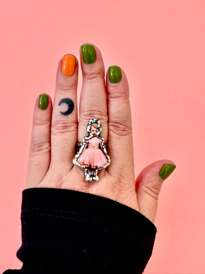 Pink Party Girls Statement Ring – Fine Silver, Sizes 7, 7.5, 8.5 | The Weirdlings Collection