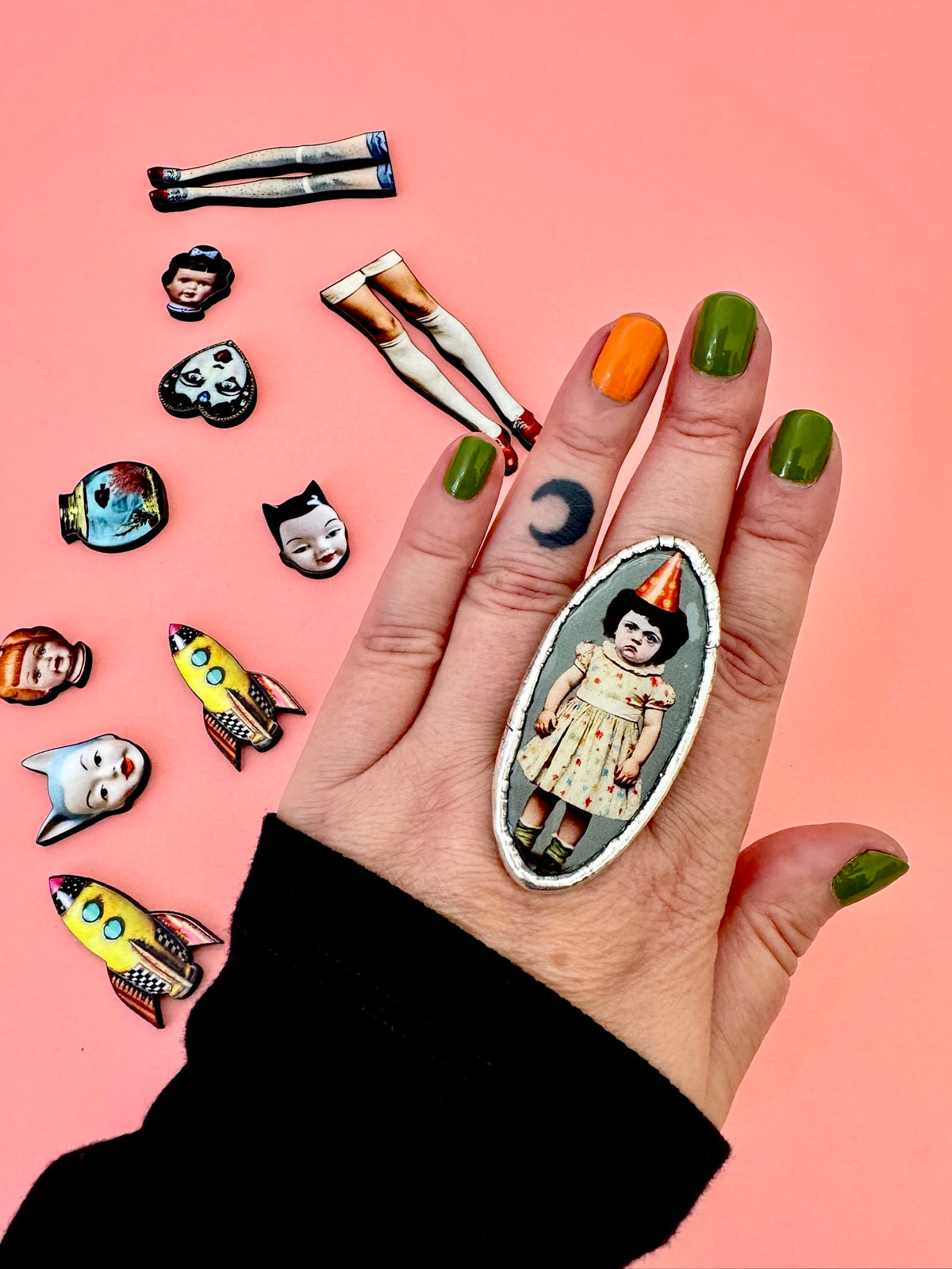 Party Girl Statement Ring – Fine Silver, Size 8.5 | The Weirdlings Collection