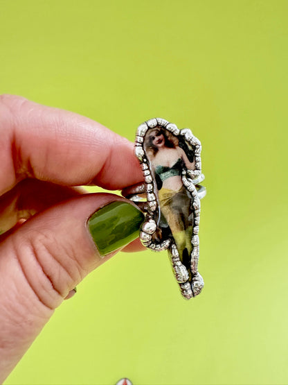 The Weirdlings Collection - Retro Pin-up Girl Ring | Size 9 | Fine Silver