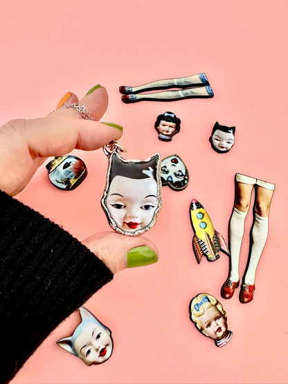 The Weirdlings Collection - Doll Head Necklace | Fine Silver