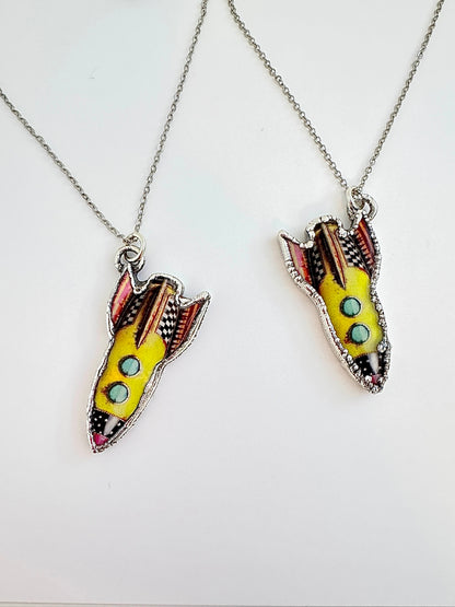 Rocket Necklace – Fine Silver Statement Pendant Necklace, Handmade | The Weirdlings Collection
