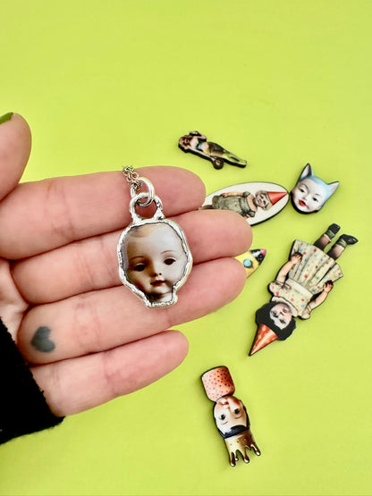 The Weirdlings Collection - Doll Head Necklace | Fine Silver