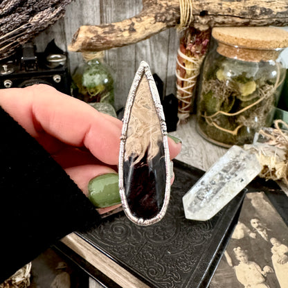 Fossilized Palm Root Crystal Ring Fine Silver Size 6.5 / Foxlark Collection - One of a Kind