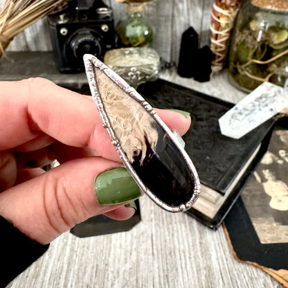 Fossilized Palm Root Crystal Ring Fine Silver Size 6.5 / Foxlark Collection - One of a Kind