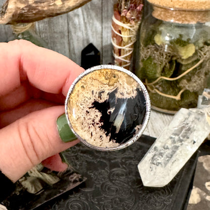 Fossilized Palm Root Crystal Ring Fine Silver Size 9 / Foxlark Collection - One of a Kind