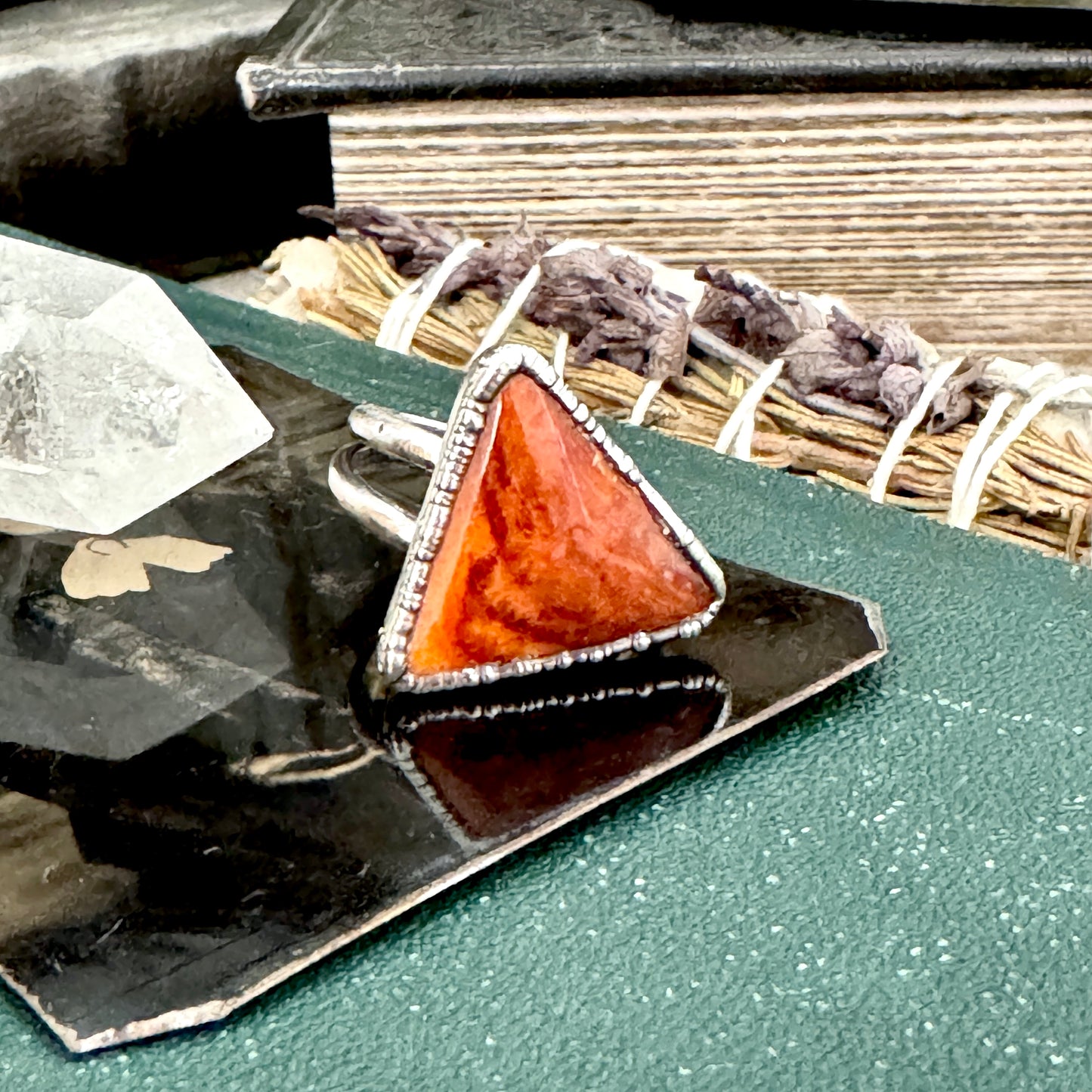 Spiny Oyster Ring Fine Silver Size 9 / Foxlark Collection - One of a Kind