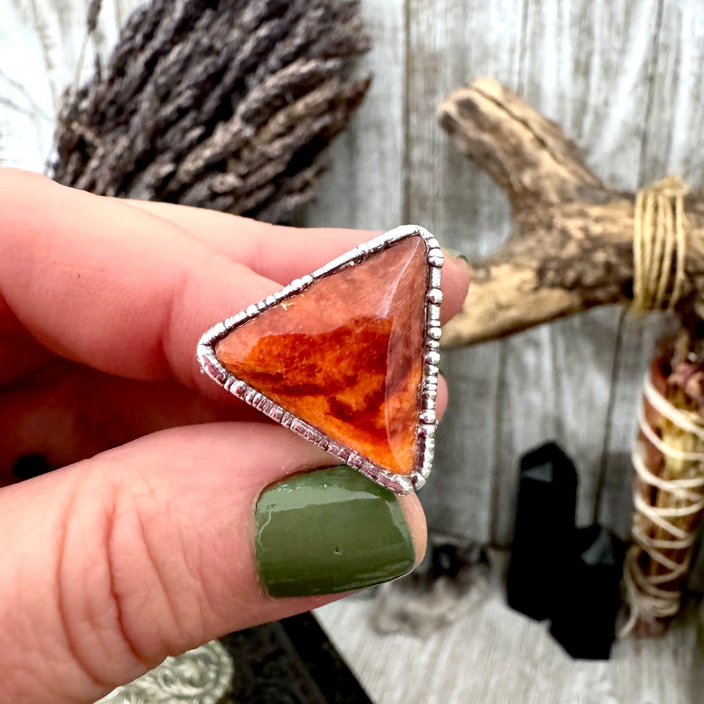 Spiny Oyster Ring Fine Silver Size 9 / Foxlark Collection - One of a Kind