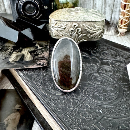 Golden Sheen Obsidian Crystal Ring Fine Silver Size 8.5 / Foxlark Collection - One of a Kind