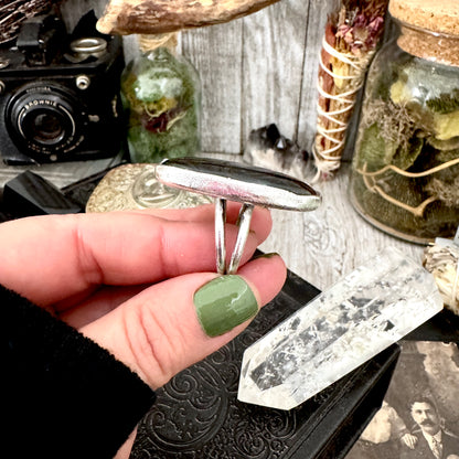 Golden Sheen Obsidian Crystal Ring Fine Silver Size 8.5 / Foxlark Collection - One of a Kind