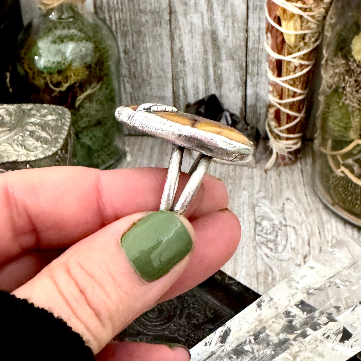 Yellow Mookaite Crystal Ring Fine Silver Size 7.5 / Foxlark Collection - One of a Kind