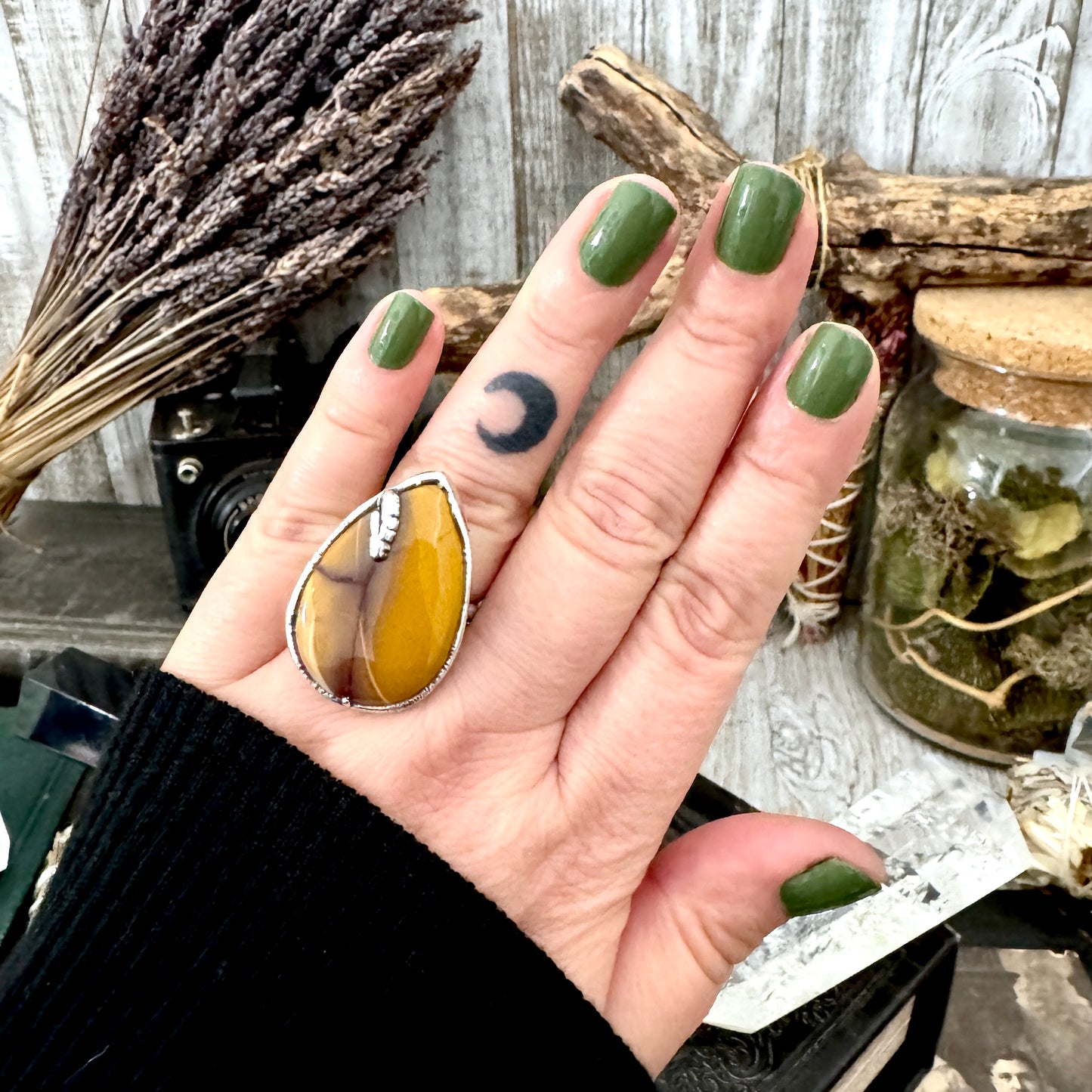 Yellow Mookaite Crystal Ring Fine Silver Size 7.5 / Foxlark Collection - One of a Kind