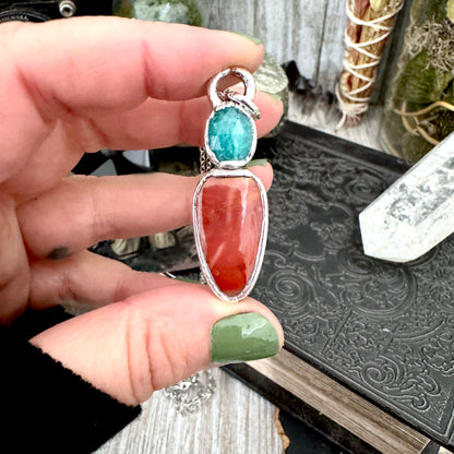 Multi Stone Amazonite Mookaite Crystal Necklace Fine Silver / Foxlark Collection