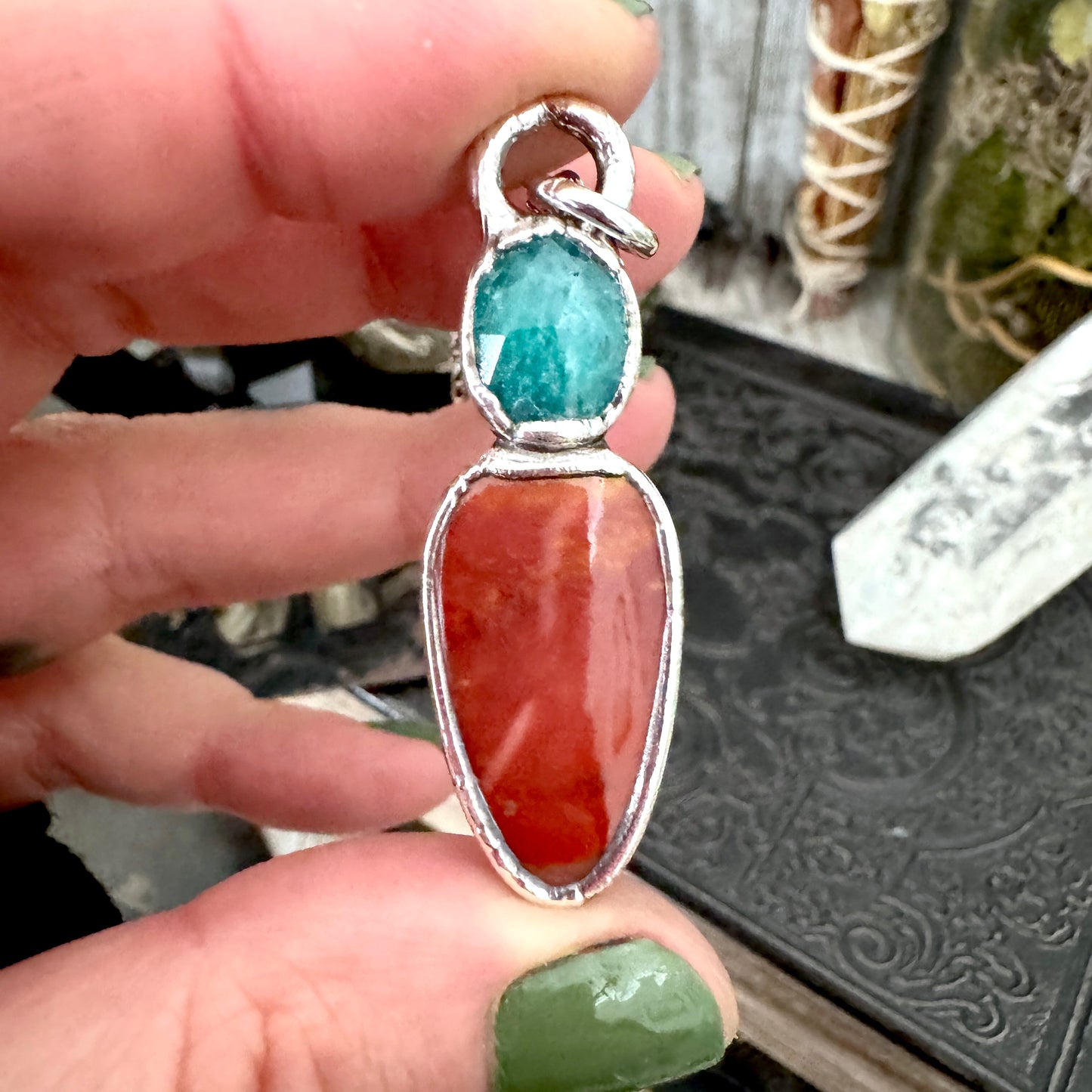 Multi Stone Amazonite Mookaite Crystal Necklace Fine Silver / Foxlark Collection