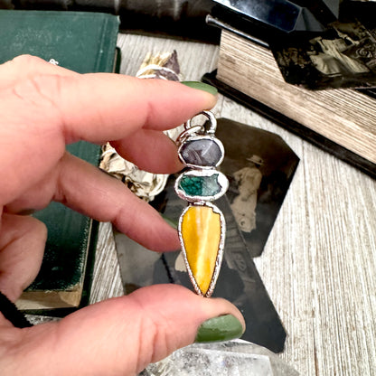 Multi Stone Star Ruby Turquoise Mookaite Crystal Necklace Fine Silver / Foxlark Collection