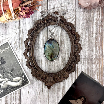 Blue Labradorite Crystal Necklace in Fine Silver / Foxlark Collection - One of a Kind