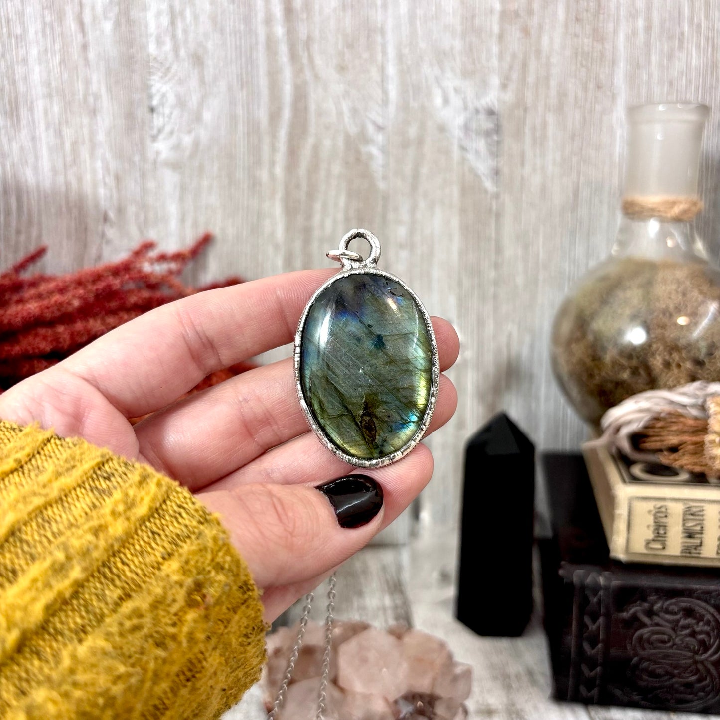 Blue Labradorite Crystal Necklace in Fine Silver / Foxlark Collection - One of a Kind