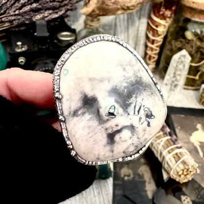 Ceramic Baby Doll Head Ring Fine Silver Size 9 / Foxlark Collection - One of a Kind