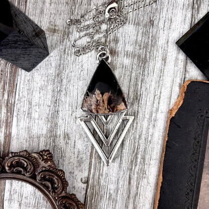 Moss & Moon Collection - Fossilized Palm Root Statement Necklace in Fine Silver / One of a Kind