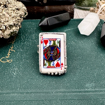 Playing Games - Jack Of Hearts Playing Card Ring Fine Silver Size 10 / Foxlark Collection - One of a Kind