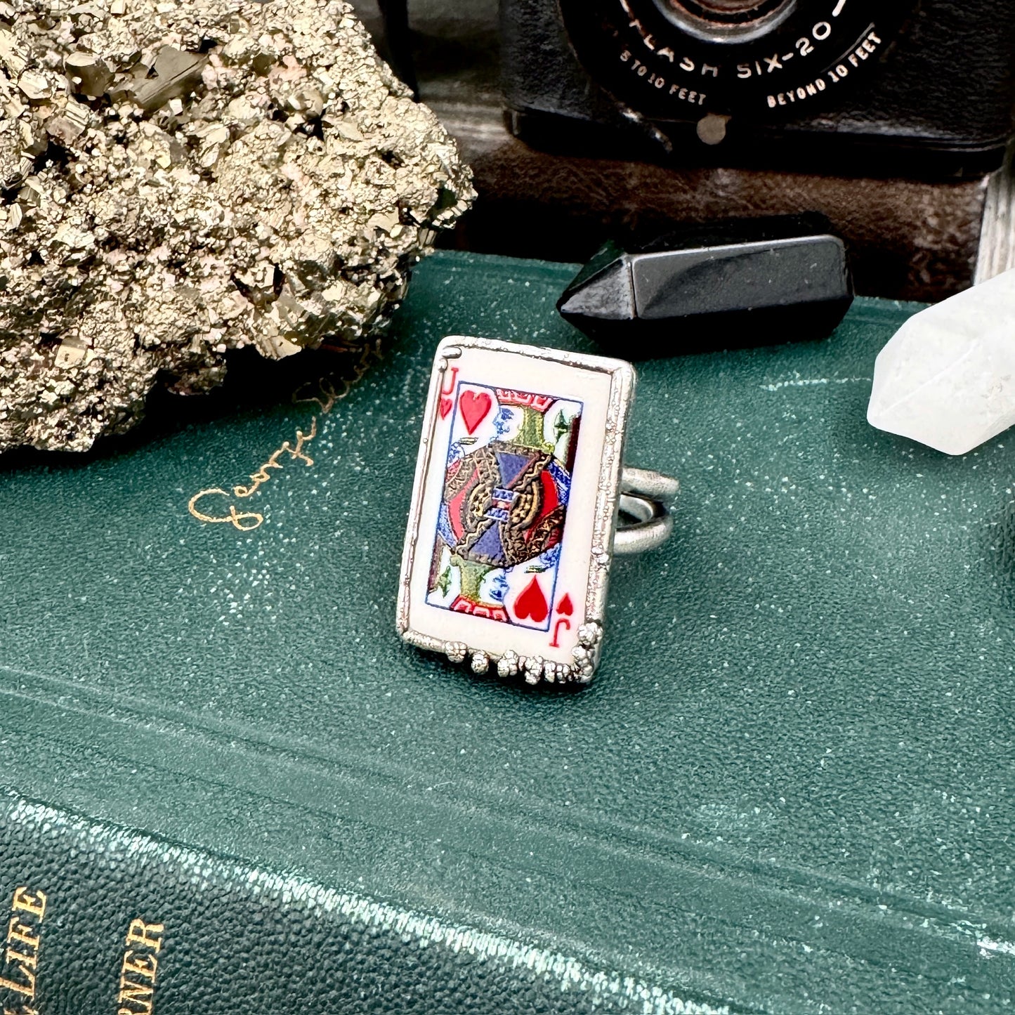 Playing Games - Jack Of Hearts Playing Card Ring Fine Silver Size 10 / Foxlark Collection - One of a Kind