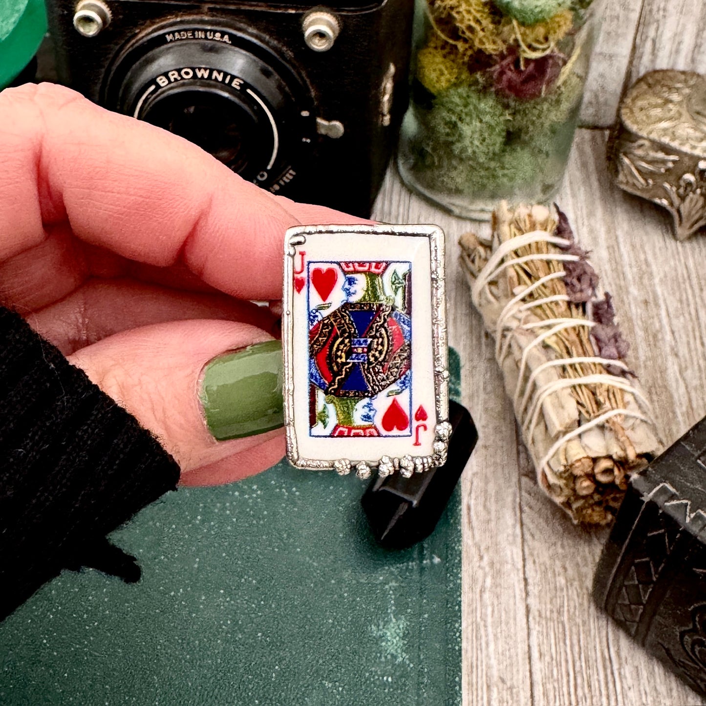 Playing Games - Jack Of Hearts Playing Card Ring Fine Silver Size 10 / Foxlark Collection - One of a Kind