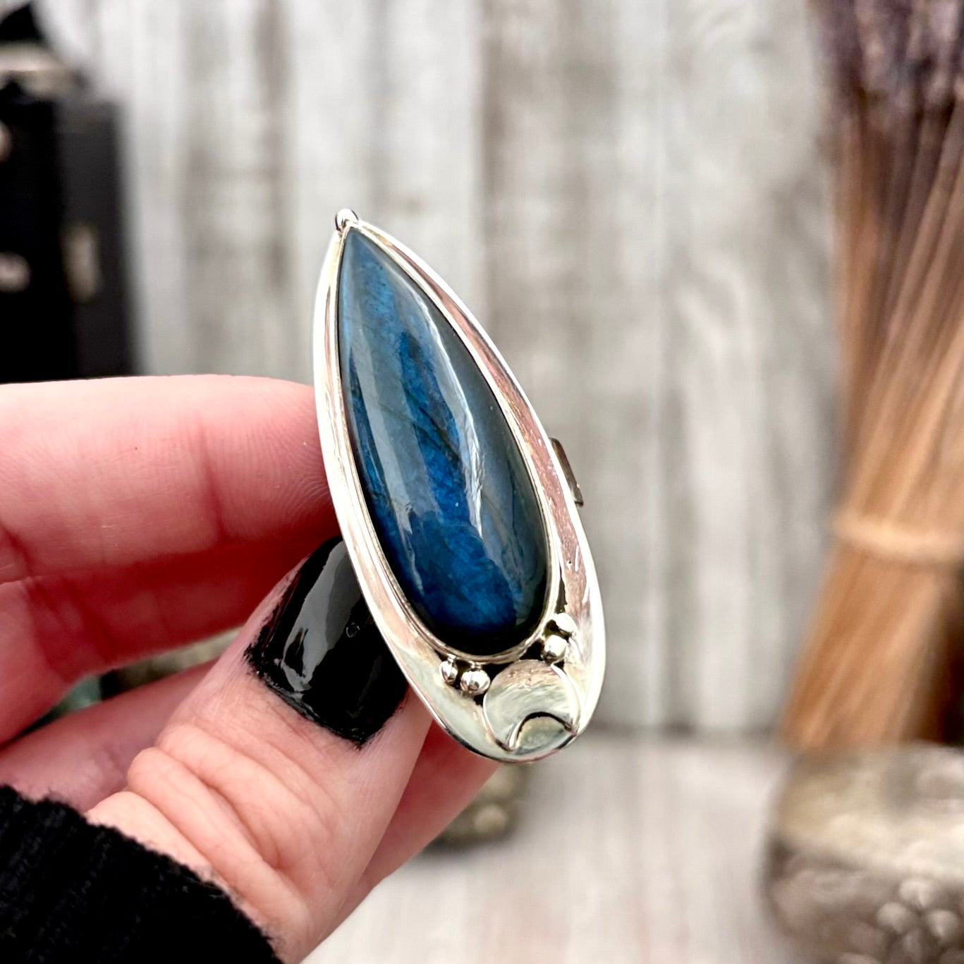 Labradorite Ring Sterling Silver | Magic Moon | Adjustable Crystal