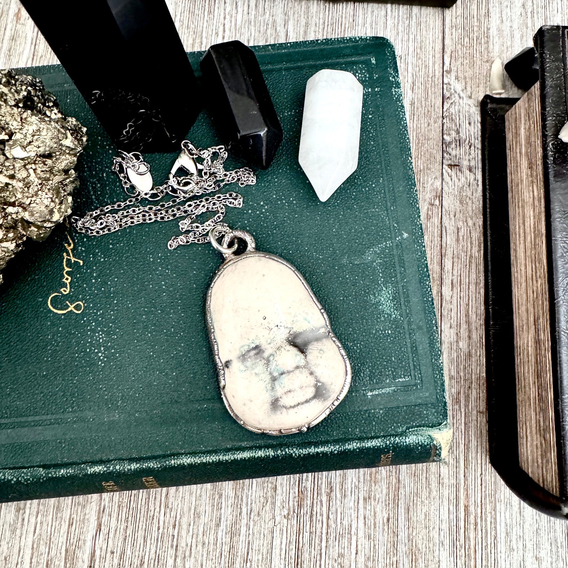 Ceramic Baby Doll Face Necklace Fine Silver / Foxlark Collection - One of a Kind FOXLARK