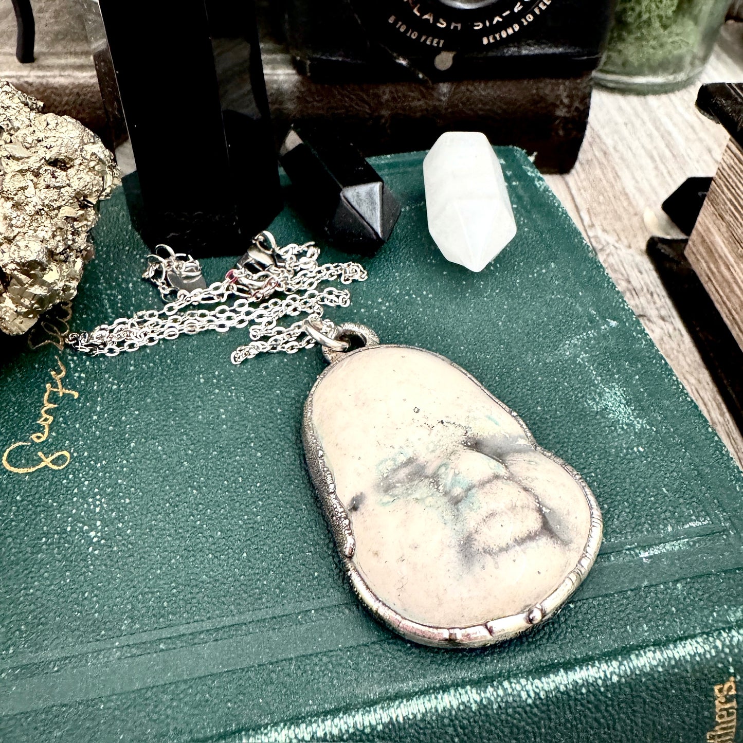 Ceramic Baby Doll Face Necklace Fine Silver / Foxlark Collection - One of a Kind FOXLARK