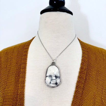 Ceramic Baby Doll Face Necklace Fine Silver / Foxlark Collection - One of a Kind FOXLARK