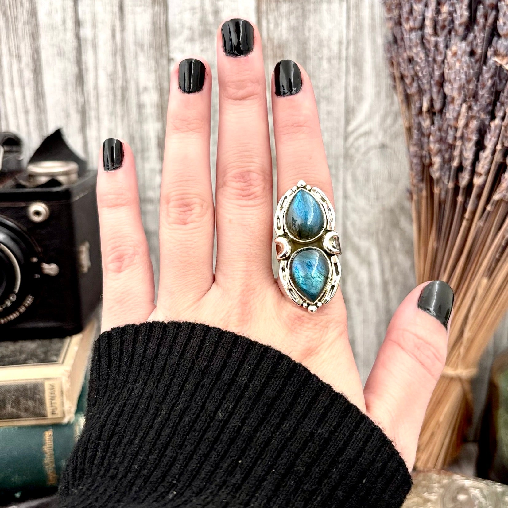 Mystic Moons Labradorite Ring | Sterling Silver | Adjustable