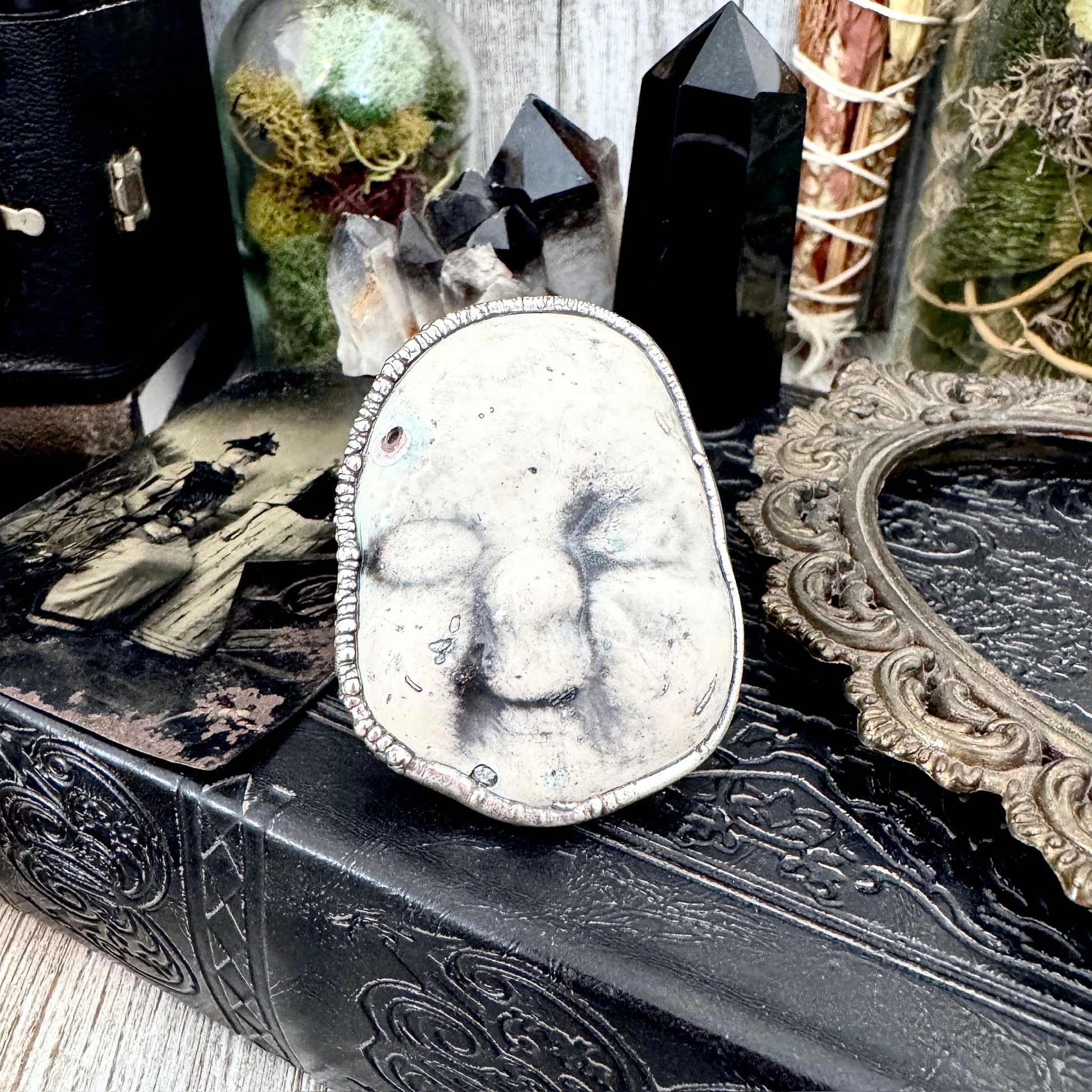 Ceramic Baby Doll Head Ring Fine Silver Size 10 / Foxlark Collection - One of a Kind FOXLARK