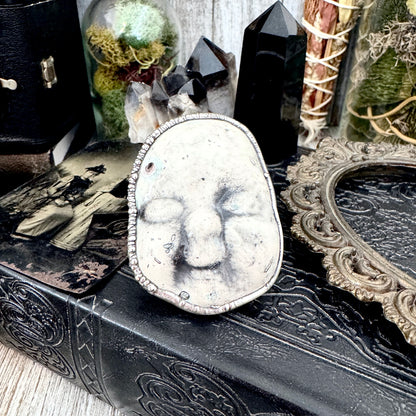 Ceramic Baby Doll Head Ring Fine Silver Size 10 / Foxlark Collection - One of a Kind FOXLARK