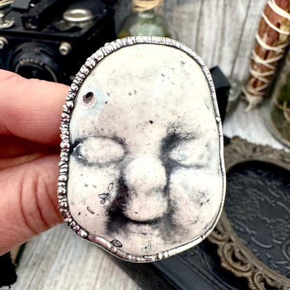 Ceramic Baby Doll Head Ring Fine Silver Size 10 / Foxlark Collection - One of a Kind FOXLARK