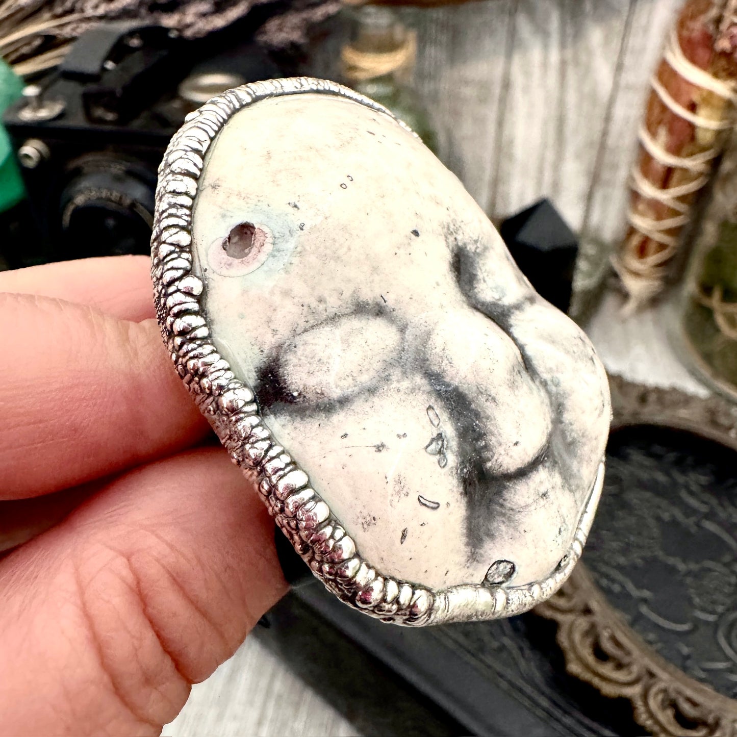 Ceramic Baby Doll Head Ring Fine Silver Size 10 / Foxlark Collection - One of a Kind FOXLARK