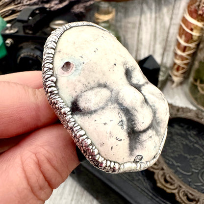 Ceramic Baby Doll Head Ring Fine Silver Size 10 / Foxlark Collection - One of a Kind FOXLARK
