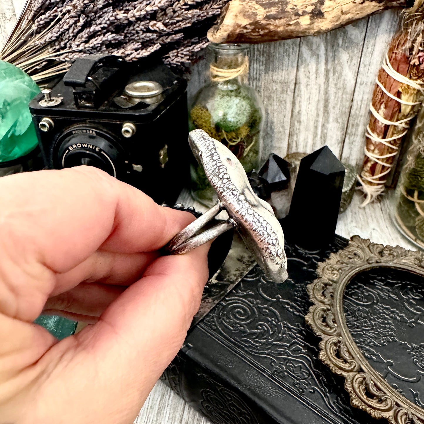 Ceramic Baby Doll Head Ring Fine Silver Size 10 / Foxlark Collection - One of a Kind FOXLARK
