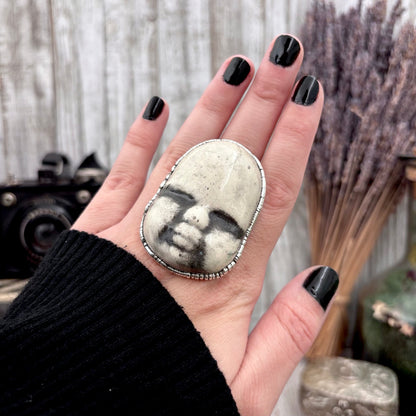 Ceramic Baby Doll Head Ring Fine Silver Size 10 / Foxlark Collection - One of a Kind