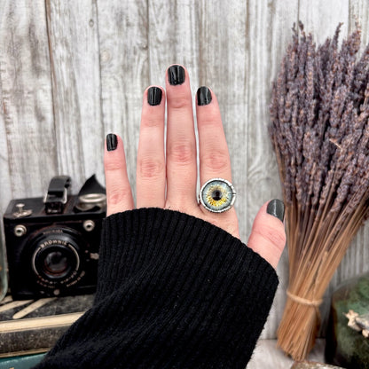 Blue Eyeball Fine Silver Ring Size 5 6 7 8 9 10 / Foxlark Collection