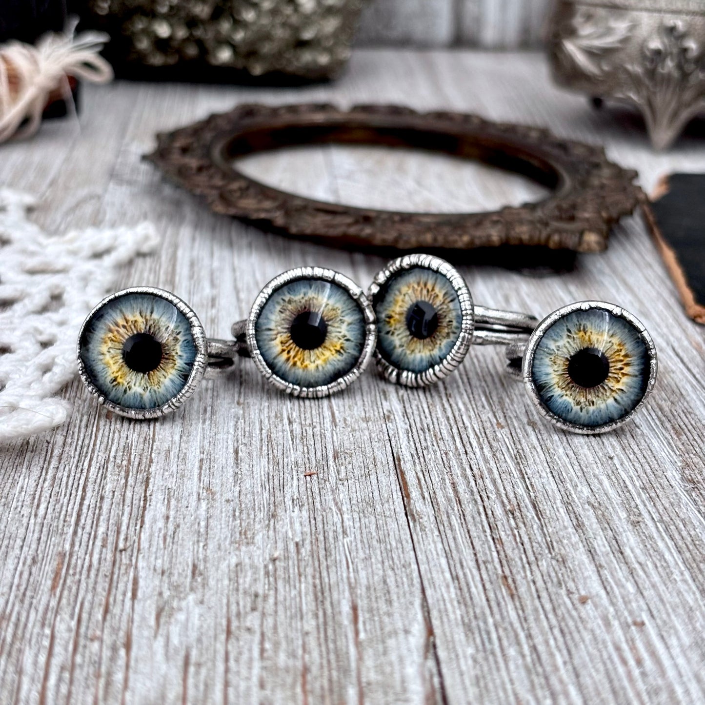 Blue Eyeball Fine Silver Ring Size 5 6 7 8 9 10 / Foxlark Collection