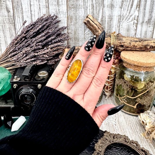 Baltic Amber Crystal Ring Fine Silver Size 6.5 / Foxlark Collection - One of a Kind