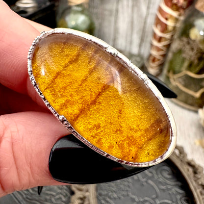 Baltic Amber Crystal Ring Fine Silver Size 7.5 / Foxlark Collection - One of a Kind FOXLARK