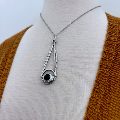 Brown Iris Glass Eyeball Necklace Fine Silver / Foxlark Collection - One of a Kind