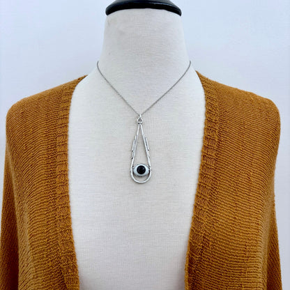 Grey Iris Glass Eyeball Necklace Fine Silver / Foxlark Collection - One of a Kind