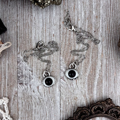 Brown/Gray Iris Glass Eyeball Necklace Fine Silver / Foxlark Collection - One of a Kind
