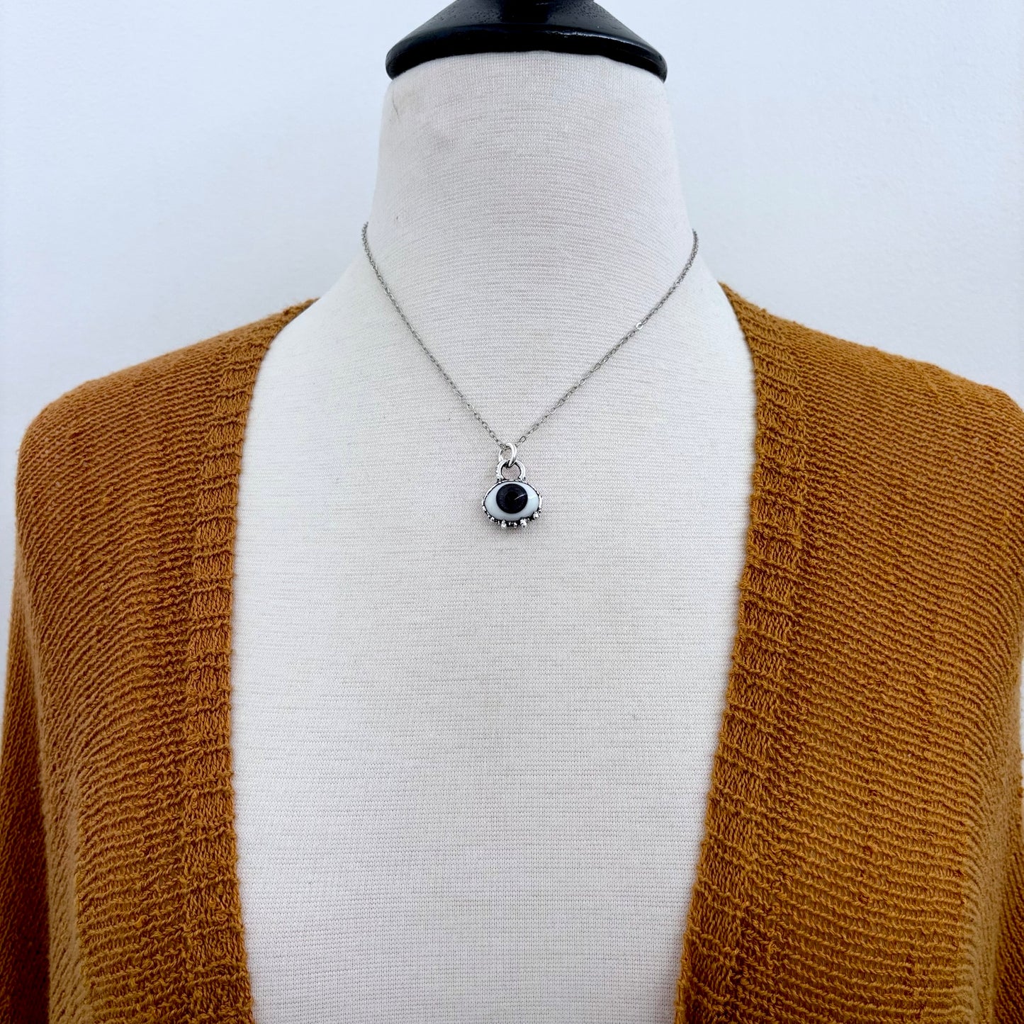 Brown/Gray Iris Glass Eyeball Necklace Fine Silver / Foxlark Collection - One of a Kind