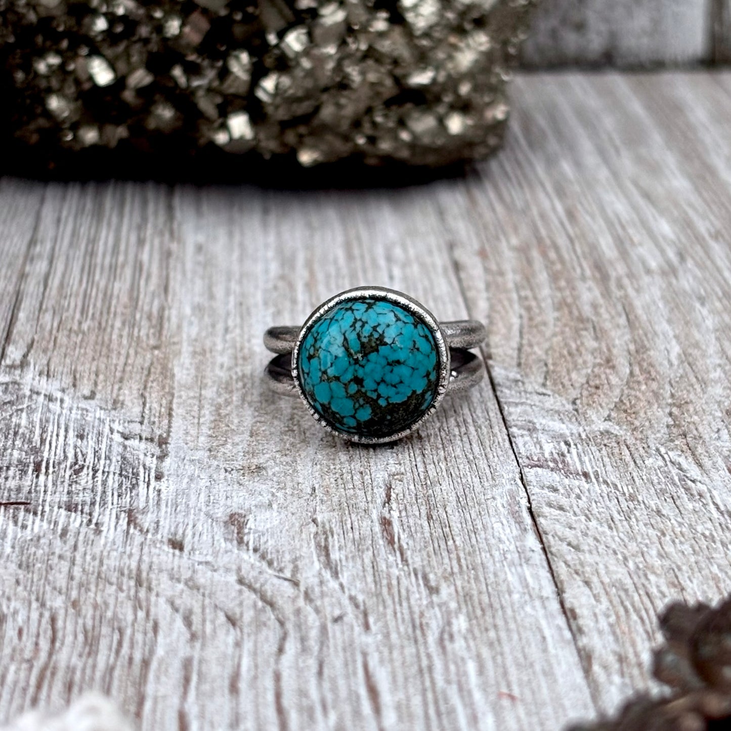 Blue Turquoise Stone Ring Fine Silver Size 8.5 / Foxlark Collection - One of a Kind