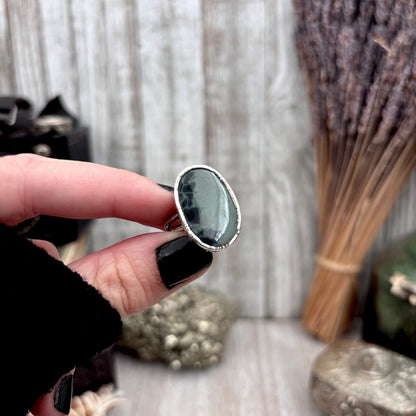 Spiderweb Obsidian Crystal Ring Fine Silver Size 7.5 / Foxlark Collection - One of a Kind